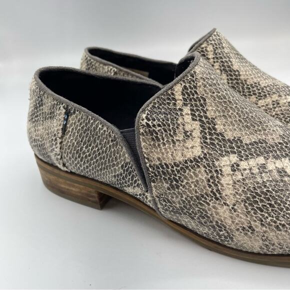 Toms Grey Snake Embossed Leather Slip On Loafer Womens 8.5 Fall Anle Boots - Picture 8 of 9